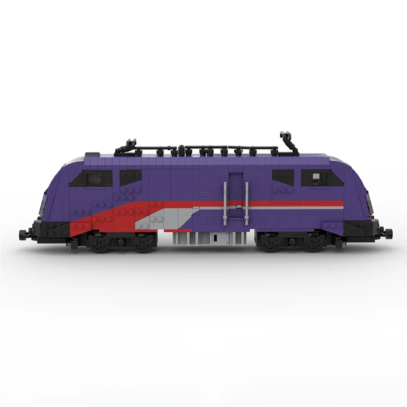 บล็อกตัวต่อ Moc รถไฟราศีพฤษภสีม่วงหัวรถจักรรุ่นเทคโนโลยีอิฐ DIY ประกอบของเล่นก่อสร้างชุดวันหยุดของขวัญ