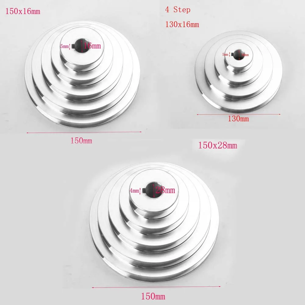 Aluminum 4/5 Step A Type V-Belt Pagoda Pulley Wheel 14-28mm Bore For Drill Press Motor Spindle Power Transmission Tool