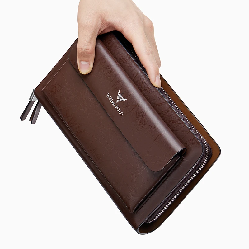 Men's Business Handbag, Large Capacity Leather Wallet, Fashion Phone Bag, Personalized Card Bag - Image 2