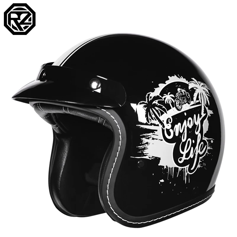 ORZ motorcycle helmet for men and women 3C certification 3/4 helmet retro half helmet motorcycle commuting for all seasons