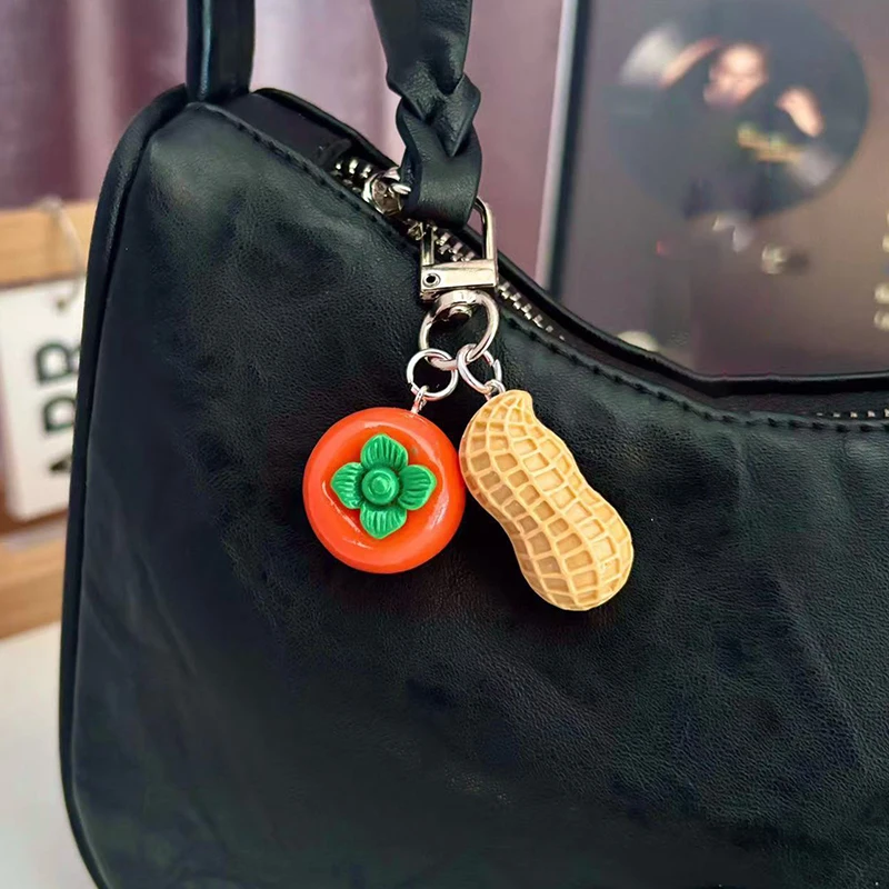 B*High Quality 2PCS Good Things Happen Realistic Persimmon Keychain Pendant Gift Good Fortune