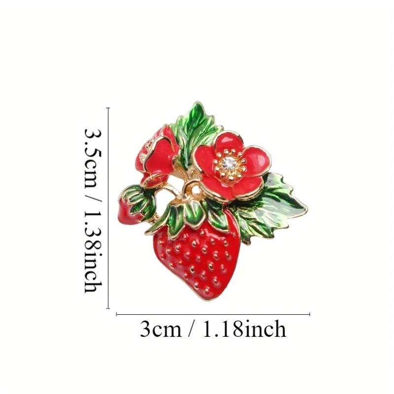 Oil Dripping Strawberry Brooch Enamel Alloy Fruit Flower Cartoon Cute Student Accessories Gift image 4