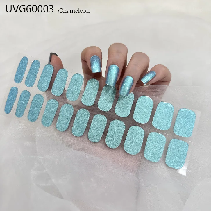 22Tips UV Semi Cured Gel Nail Stickers Polish Nails Wraps Full Cover Sticker Multicolor Decals DIY Manicure Decorations Wom