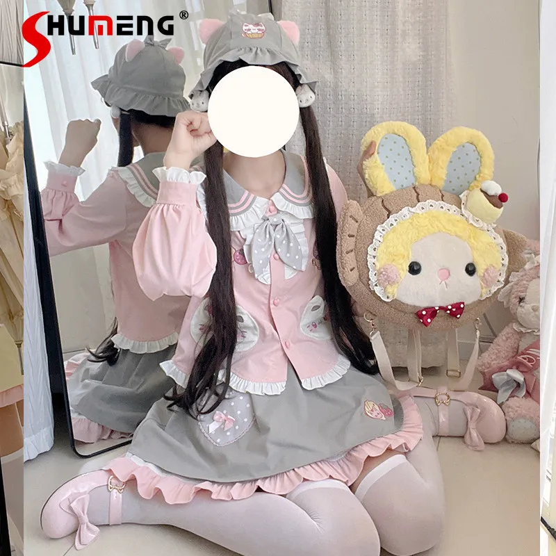 

Original Student Girl Cute Sailor Suit College Style Set New for Spring and Autumn 2026 Long-sleeved Top and Skirt 2-piece Set