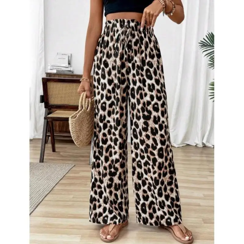 

Cross-Border New Sle Bots Leopard Print Wide Leg Pants Men's Retro Fit plus Size Tee-acetate Fiber Ciwalk orts