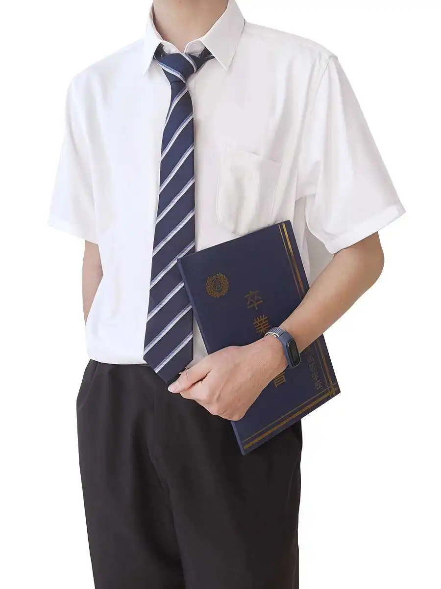 DK Uniforme Stile Basic Camicia Bianca Studente Maschile Estate Stile College Interno Fodera per Abito