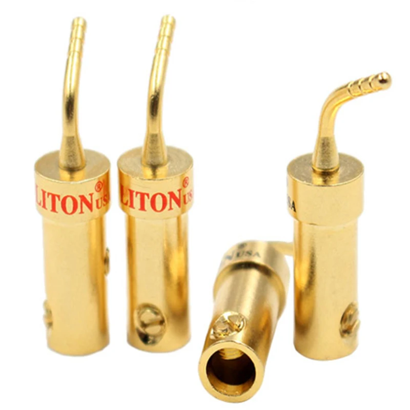 4pcs LITON Pin Plug Copper Gold Plated Welding Speaker Pin Plug HiFi Audio Cable Antique Power Amplifier Pin Plug Connector