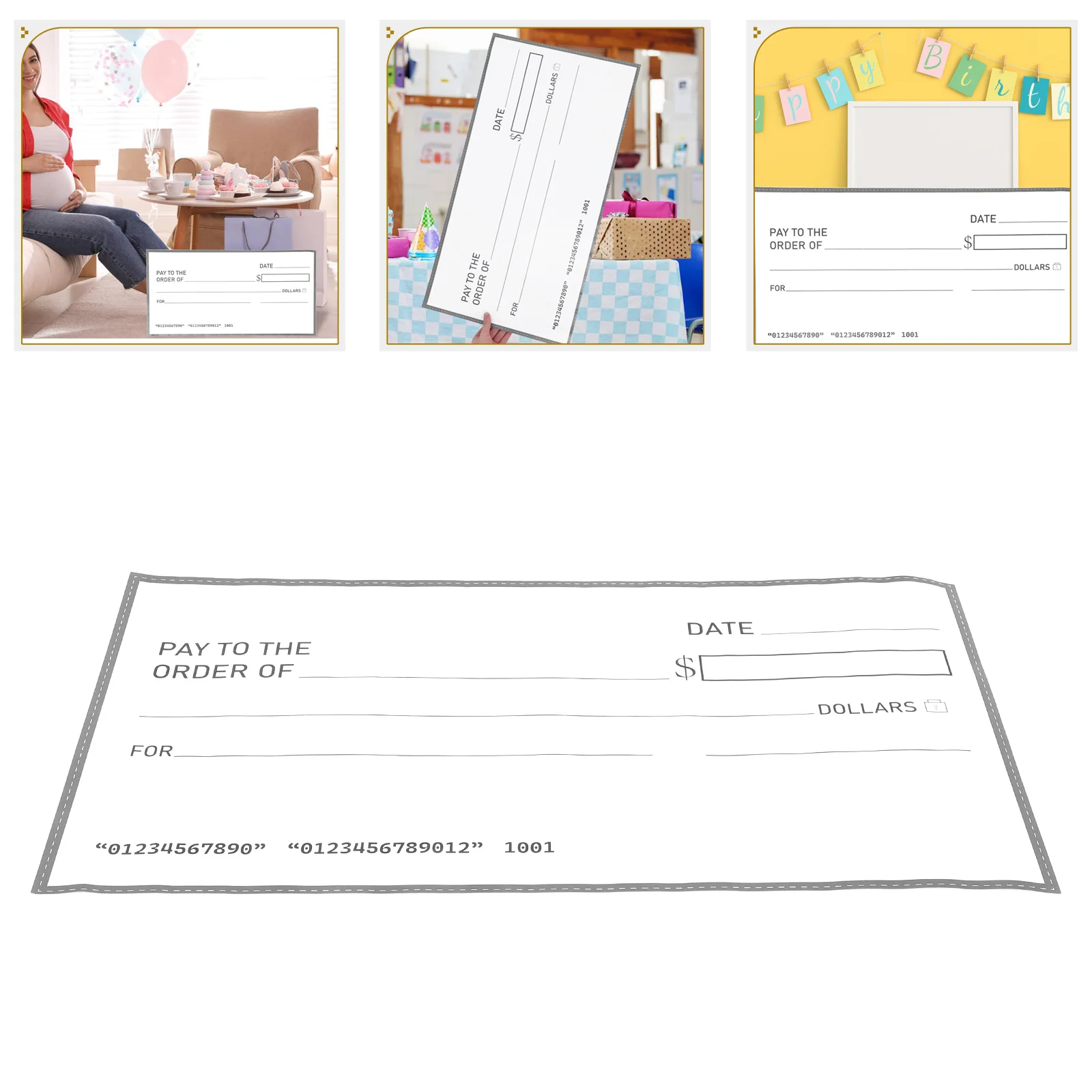 Giant Fake Check Waterproof Dry Erase Personal Business Paper Presentation Board Blank Oversized Checks Reusable Print Play