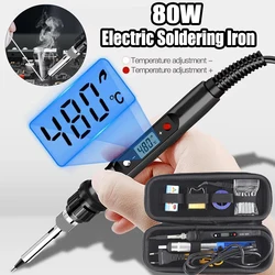80W Electric Soldering Iron LCD Digital Display Adjustable Temperature Welding Repair Tools 220V / 110V Solder Wire Tips