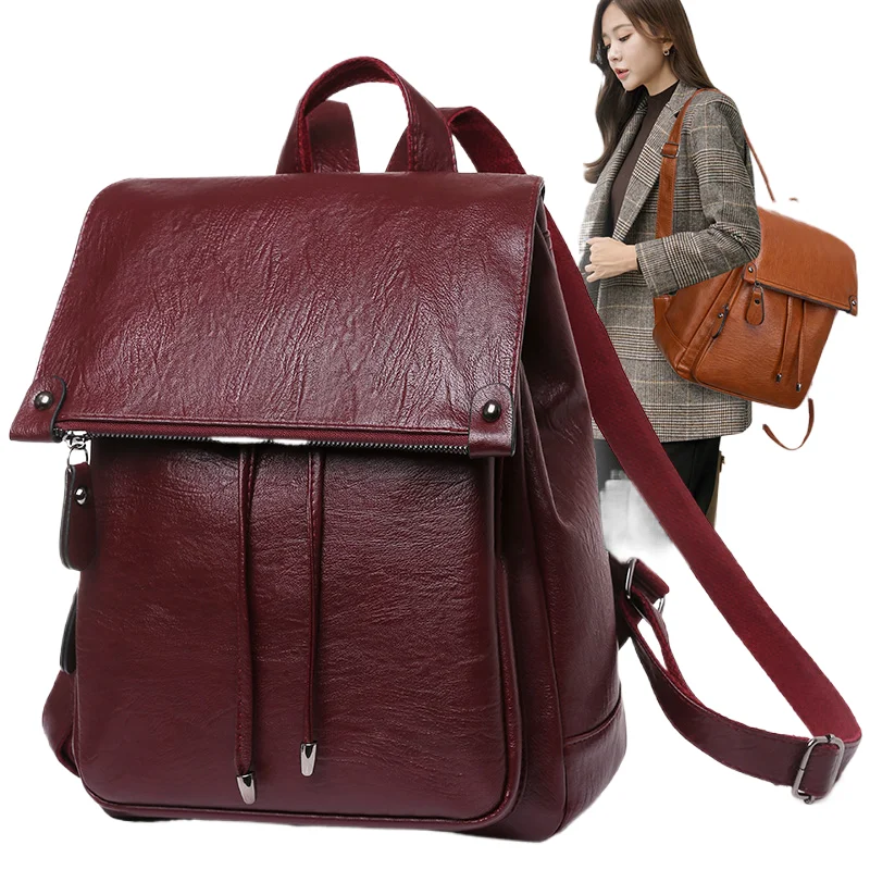 

2025 Retro Large Capacity Soft Leather Shoulder Women's Bag Fashionable and Simple Women's Backpack Versatile and Luxury Travel
