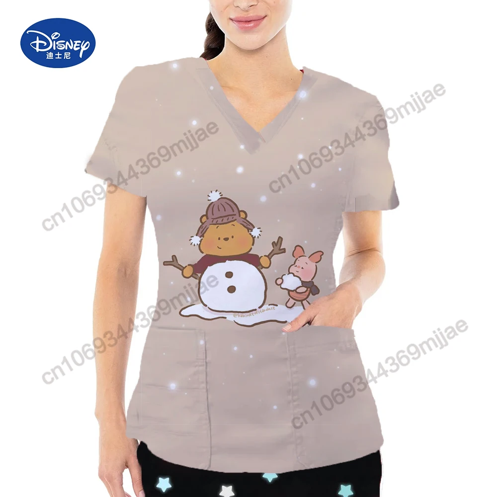 

Disney Pocket V-Neck Comfort Japanese Y2k Tops for Women 2023 Korean Style Clothes Women 2023 Women's T-shirt Clothing Female