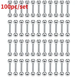 100Pcs/Lot Surgical Stainless Steel Body Piercing Jewelry Tragus Piercing Earring Barbell Punk Ear Studs Earrings Cartilage
