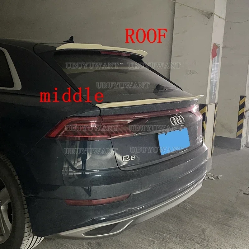 Rear Roof Lip Spoiler For Audi Q8 S-Line 2018- Rear Wing Extension ABS Plastic Gloss Black Car Tail Trunk Wing Universal Spoiler