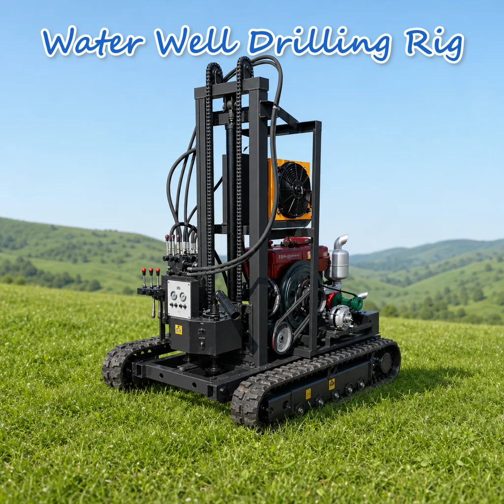 Customized Water Well Drill Machine 22 to 35HP Diesel Power Unit Fully Hydraulic Wheel Type Light Body High Power Output