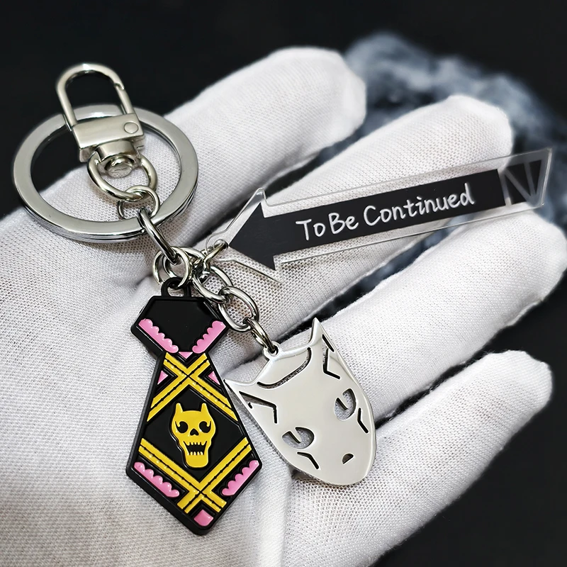 Titanium Steel JOJO Anime Keychain Trendy Bag Pendant Queen Killer Cartoon Anime Character Toy Collectible Souvenir Item