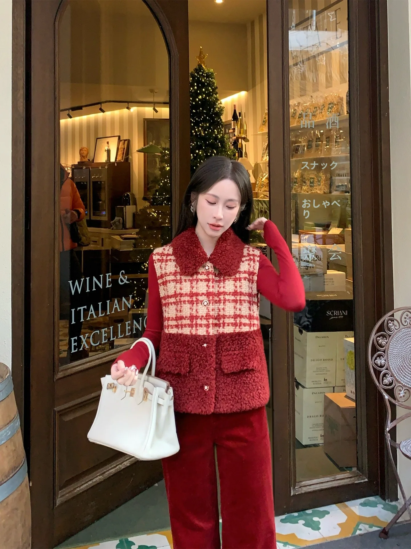 

Комплект из двух предметов: Жилет и брюки в красную клетку «Миллениум», женская мода, весна 2026, новый стиль, корейский стиль, шерстяная одежда