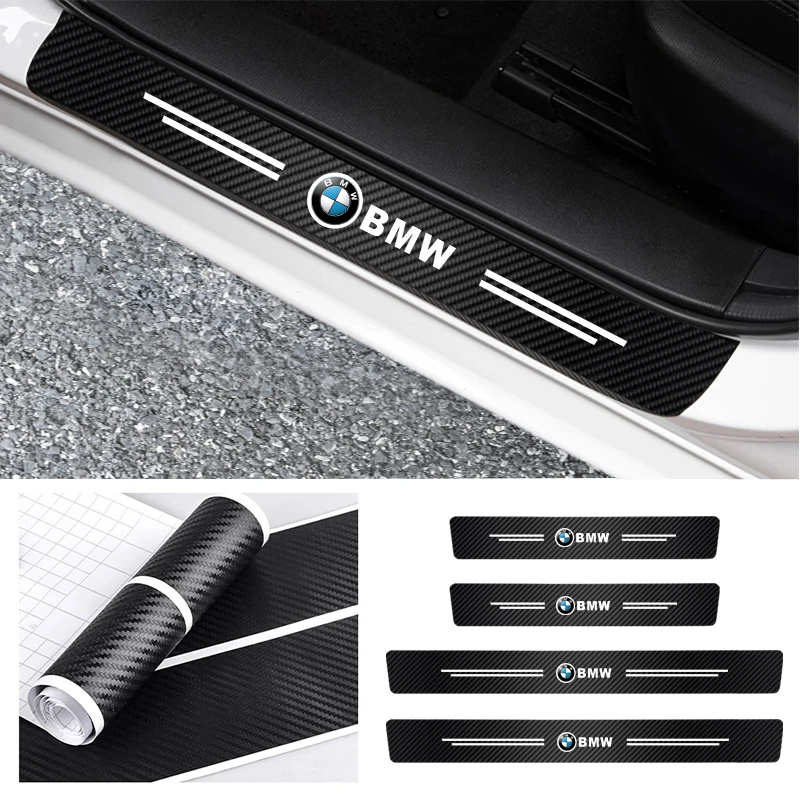 1/4/5Pcs Car Door Sill Carbon Microfiber Protector Sticker For BMW Performance F20 E46 E70 G05 F01 I3 I4 X2 X3 X4 X6 G02 F39 E90