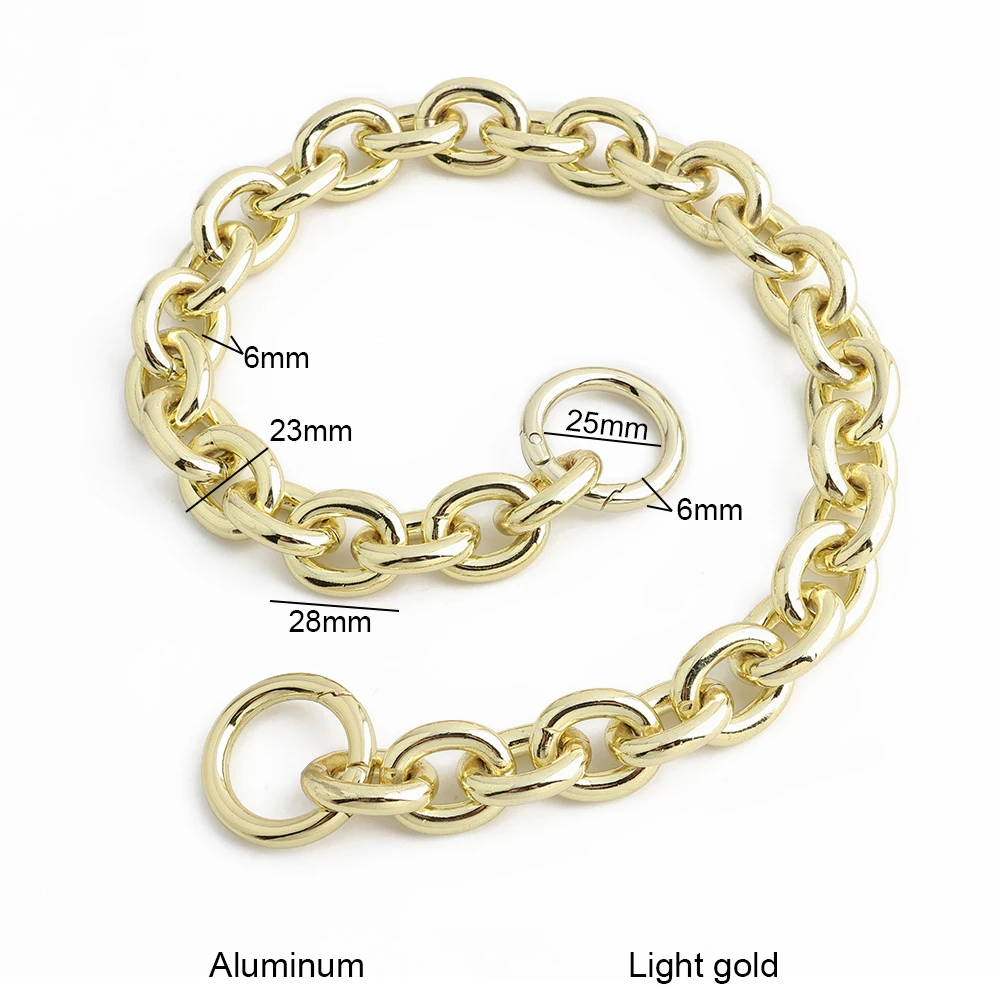1PC 24MM Thick Round Aluminum Chain With Spring Ring Light Weight Bags Strap Bag Handles Chain For Bag Accessory Handbags Straps