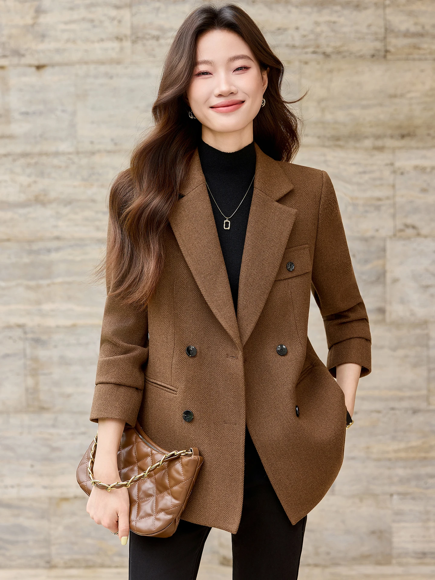Gray Suit Jacket Women's Autumn Winter Loose Casual Korean Style Premium Feel All Match Leisure West Clothing