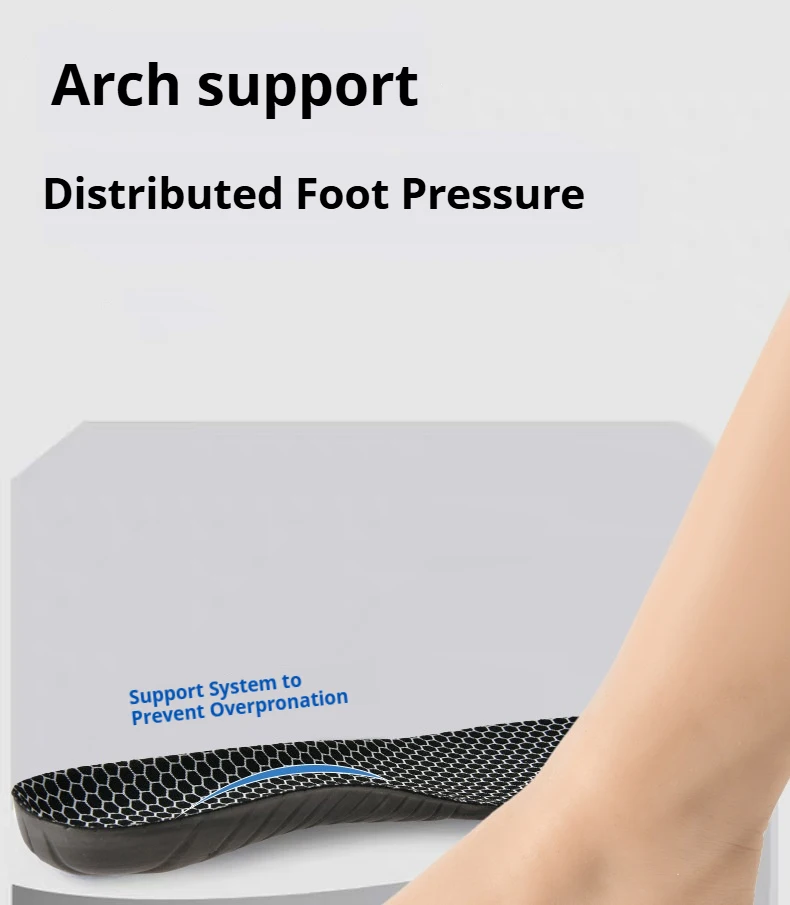 Schwarze orthopädische Einlegesohlen mit Fußgewölbestütze, stoßdämpfende Sporteinlagen, atmungsaktive, geruchsneutrale Schuhpolster, 2 Stück/4 Stück. – Detail 4