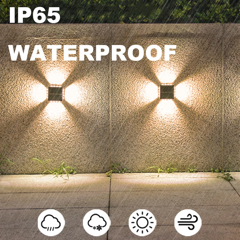 Decorativa Solar LED Wall Light, Up Down Light, IP65 impermeável, Luzes para jardim ao ar livre, gramado, varanda, pátio, quintal