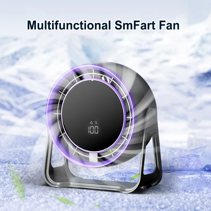 

Новинка 2025 года, многофункциональный вентилятор со светодиодным цифровым дисплеем, 3500 мАч, беспроводной портативный бытовой бесшумный вентилятор, кухонный настенный циркулятор