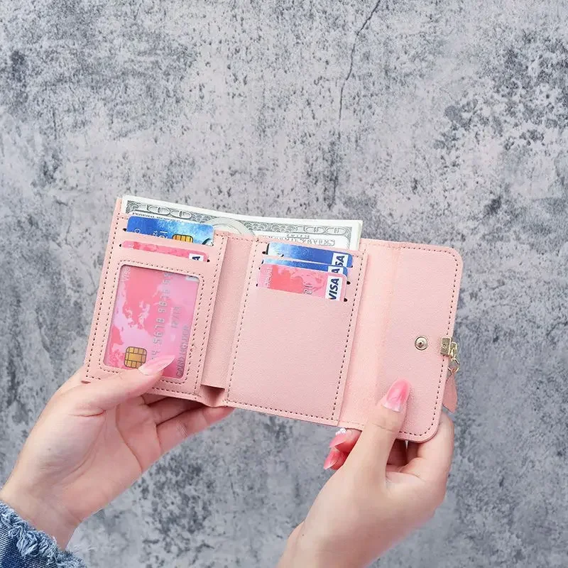 Women's Fashion Short Wallet PU Leather Luxury Tassel Alphabet Wallet Fashion Solid Color Coin Wallet Card Bag Women's Wallets