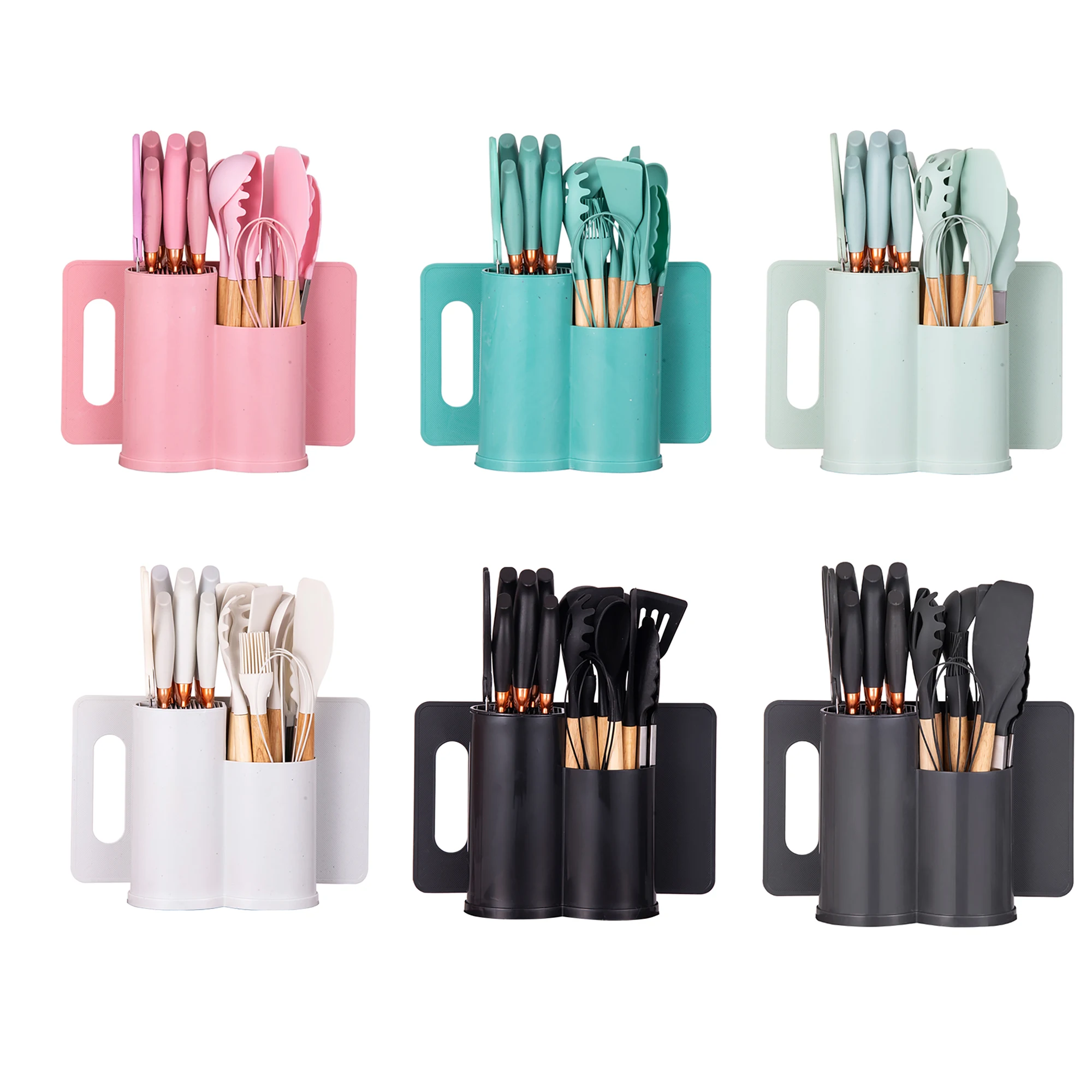 19Pcs Kitchen Knife Block Set,Sharp Stainless Steel Knives with Cutting Board & Scissors,All-in-One Kitchen Starter Set.