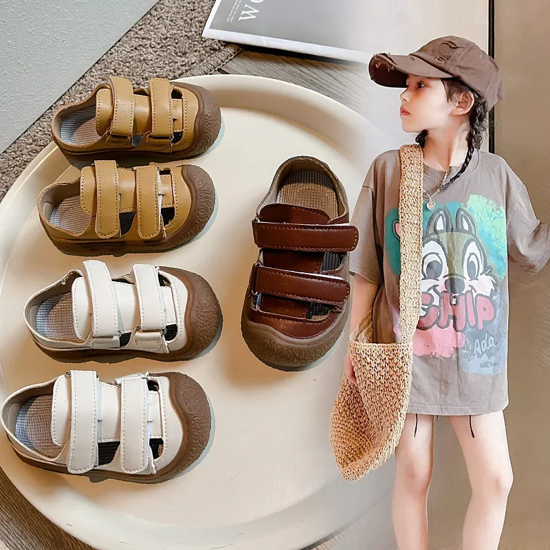 Children Sandals for Girls 2024 Summer New Fashion Soft Comfortable Anti-kick Baby Learning Walking Anti-slippery Casual Shoes