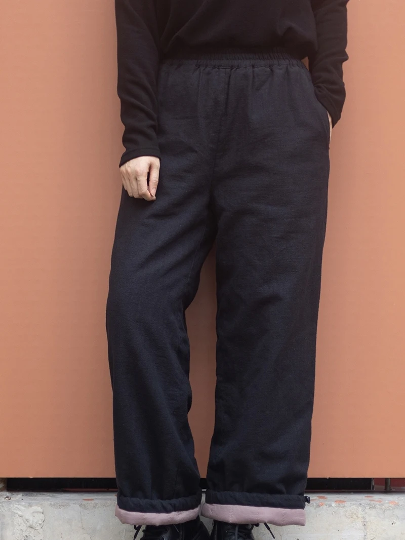 

Утепленные хлопковые льняные брюки прямого кроя для женщин, с высокой талией, на резинке, в художественном стиле, повседневные, универсальные, теплые, для осени