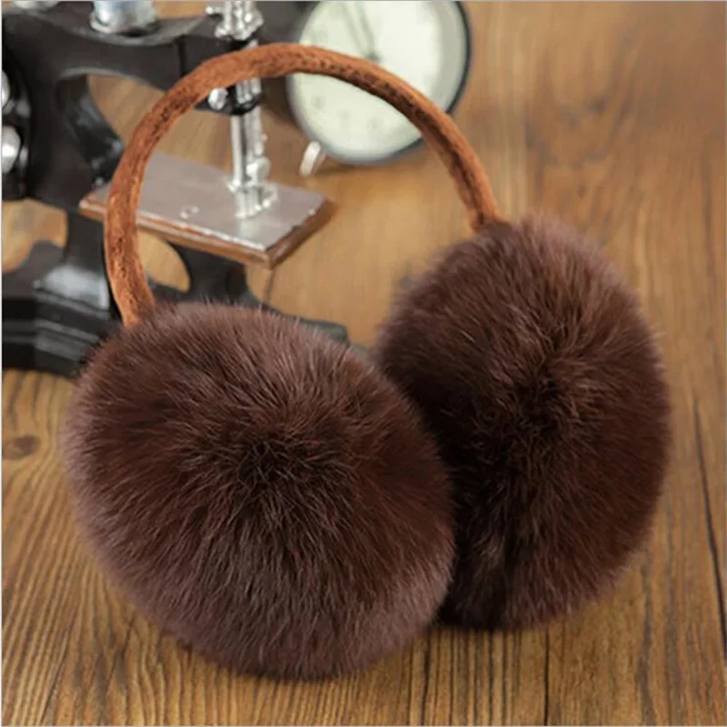 Russian Winter 100% Natural Rex Rabbit Fur Earmuff Men Women Warm Fashion Earflap Plush Fluffy Ear Warm Muffs