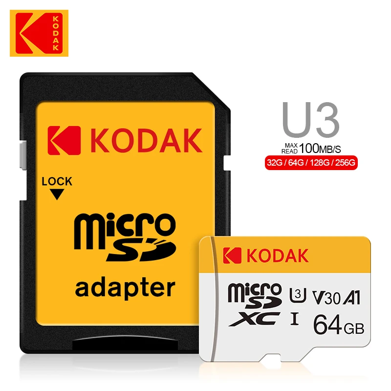 Kodak Micro SD card 128GB 32GB 64GB 256GB U3 Micro SD Card SD/TF Flash Card Memory Card 32 64 128 gb microSD for Phone