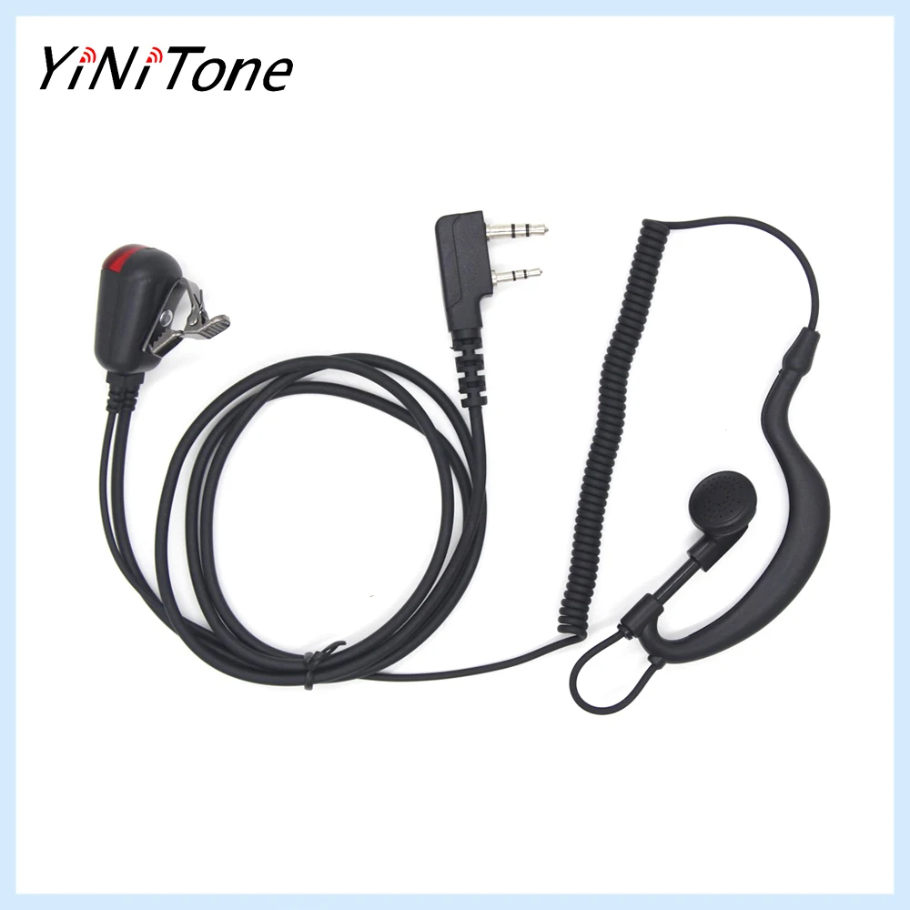 

PTT Mic Earpiece with LED Light for Kenwood TH-D7, Baofeng UV5R, TYT TH-UV6R - Comfortable, Transparent Tube, Electromagnetic Pr