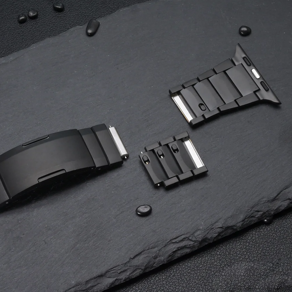 Pulseira luxuosa de aço inoxidável para iwatch 49mm 46mm 45mm 44mm 40mm 38mm pulseira masculina de negócios para apple watch ultra2 s10 9 8 7 6 5 4
