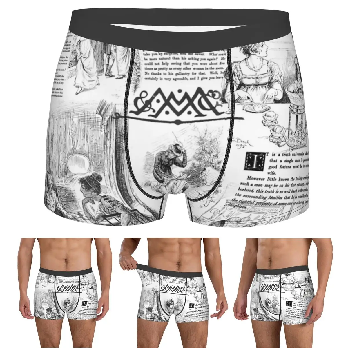 

Boxer Underpants Shorts Pride And Prejudice - Pages Panties Men Breathable Underwear for Homme Man Boyfriend Gifts