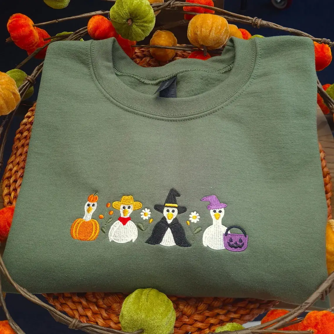 

Милые толстовки с круглым вырезом с вышивкой на Хэллоуин, осенний толстый флисовый теплый повседневный пуловер, забавные свободные джемперы