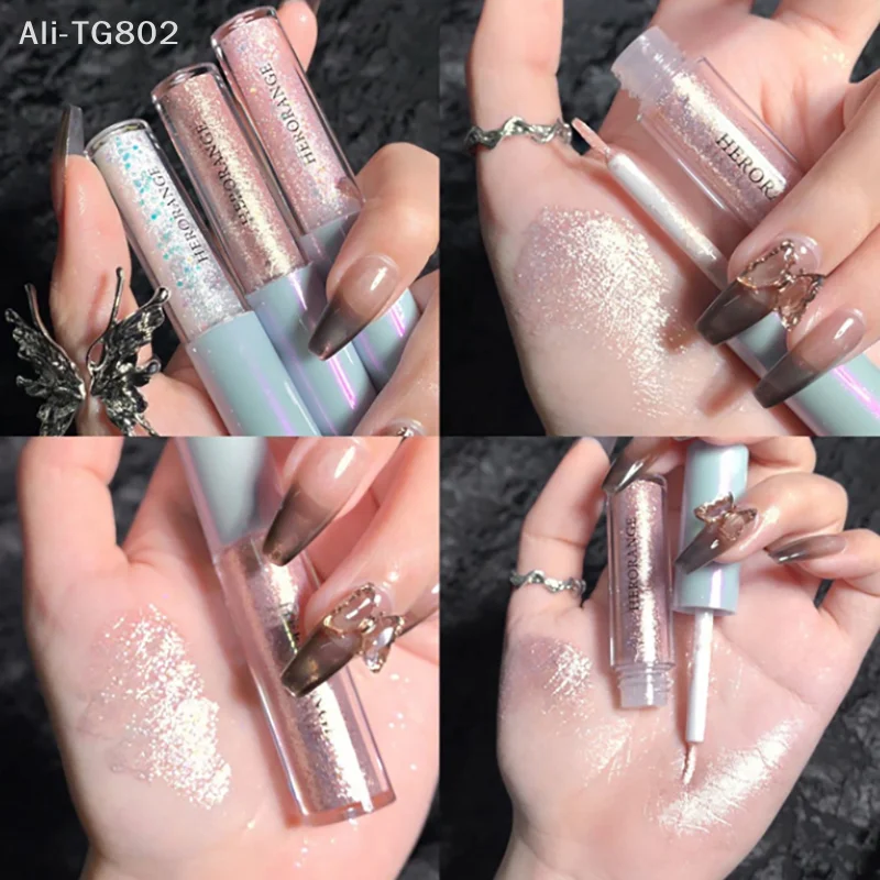 HERORANGE Glitter Liquid Eyeshadow Highlighter Waterproof Shimmer Eyeliner Durable Sparkling Eye Silkworm Beauty Pencil