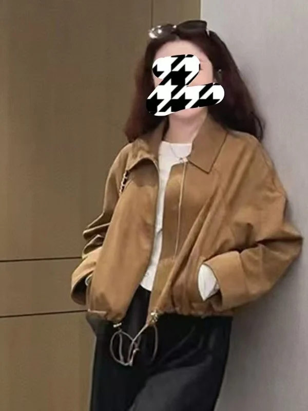 

Short Suede Jacket Women's Korean Style Versatile Autumn New Arrival Fashionable Compact Size High-End Feeling Ladies Coat