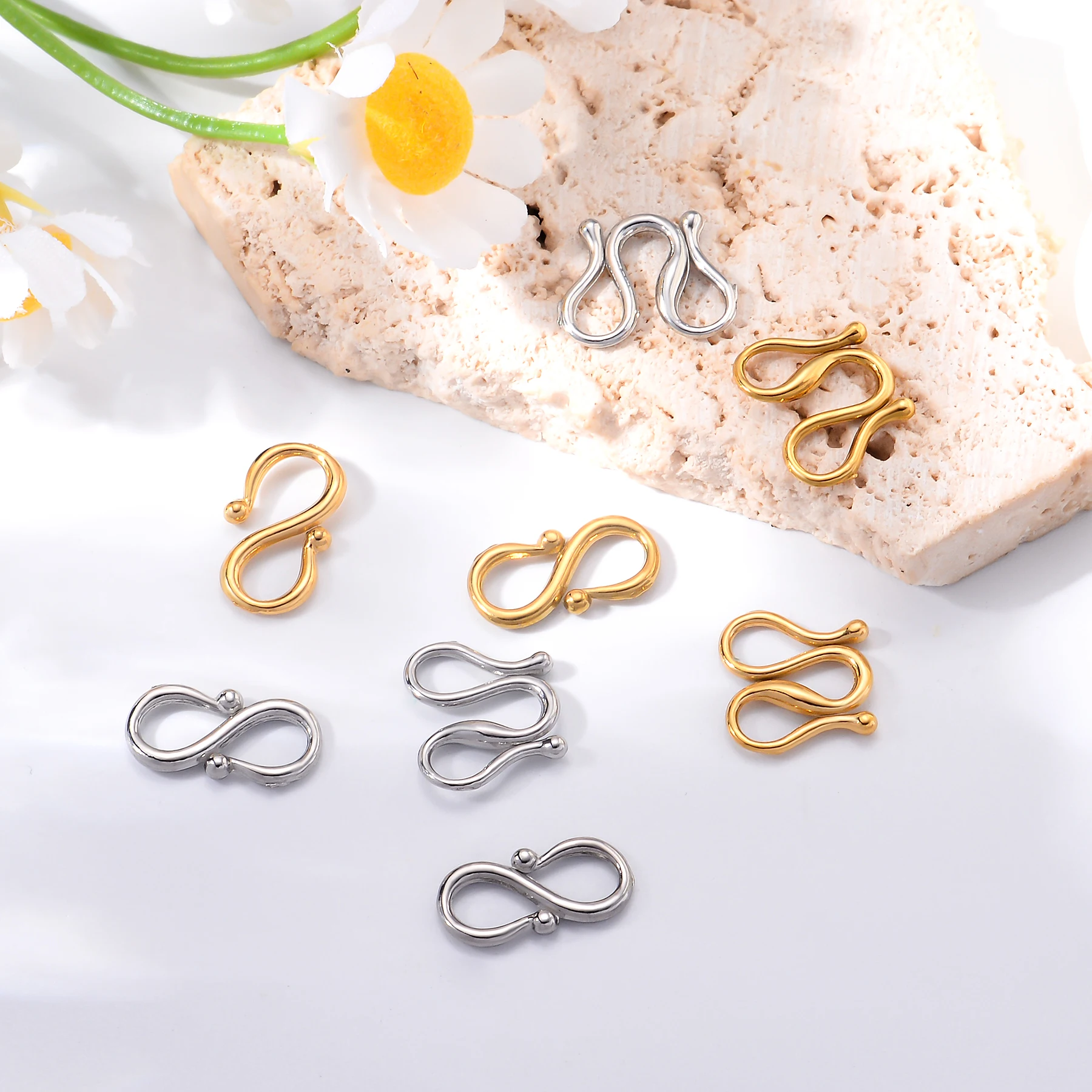 الجملة 20 قطعة الفولاذ المقاوم للصدأ S M شكل مجوهرات المشابك السنانير نهاية المشبك موصل ل قلادة سوار صنع المجوهرات العثور