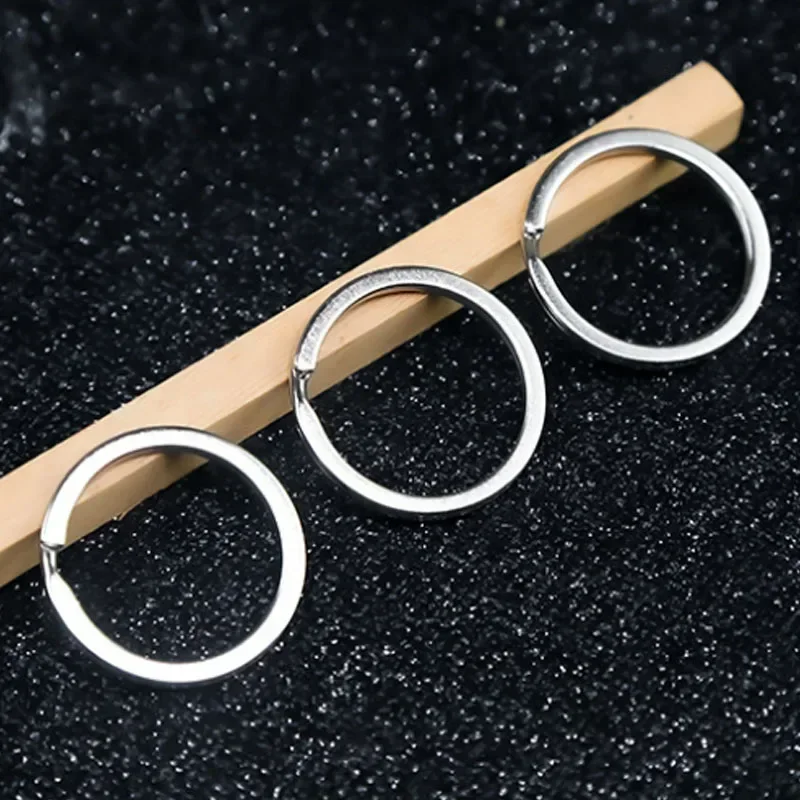 30/10pcs 25-35mm Stainless Steel Key Rings Round Flat Polished sliver Line Split Keyring for Jewelry Making Keychain DIY Finding