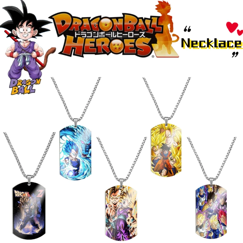 Collar de Metal de Moda Dragon Ball Son Gohan Majin Buu para Hombre y Mujer, Cadena de Cuentas de Acero Inoxidable con Impresión a Color de Alta Calidad