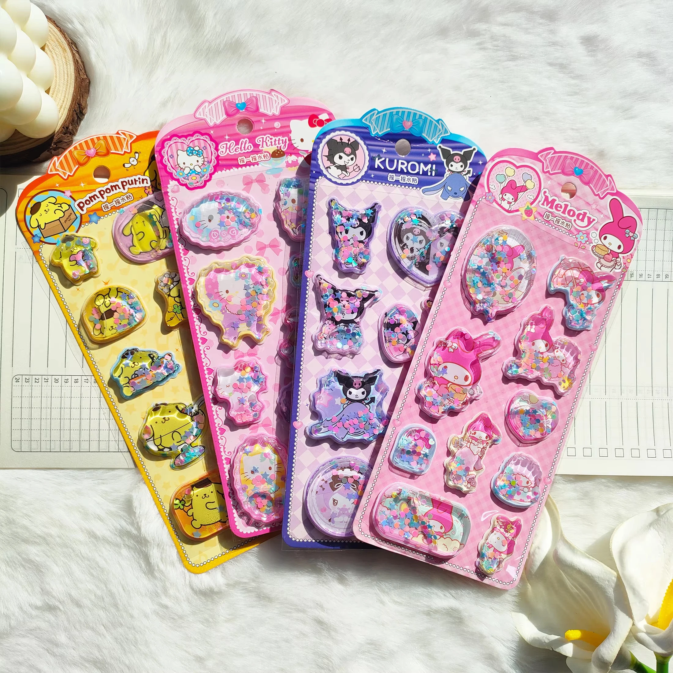 

Cartoon Hello Kitty 3D Shake Sticker Sanrio DIY Notebook Album Diary Handbook Decorationfor Stickers Student Kids Toys Gift