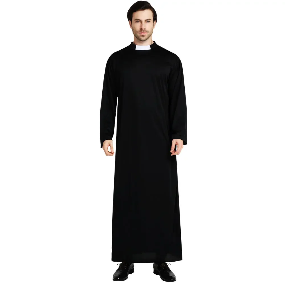 Costume de Prêtre Religieux pour Homme Adulte, Missionnaires, Pasteur, Halloween, ixde Pourim, Robe de Barrage de Mardi Gras