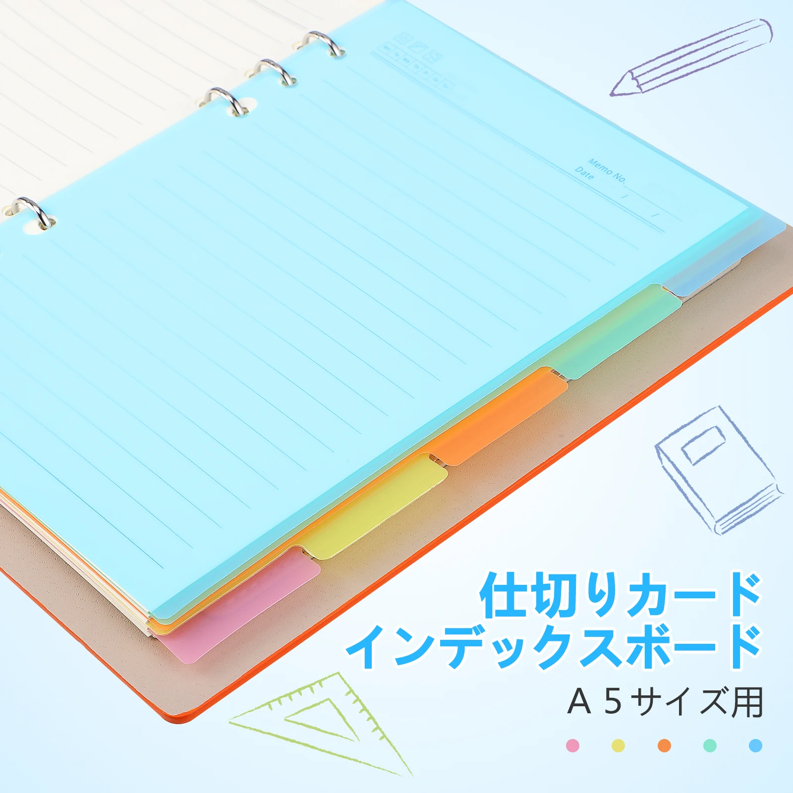 10 pcs Plastic Partition Label Binder Dividers with Tabs Index Card Dividers A5 Notebook Tabs File Folder Page Markers for 6