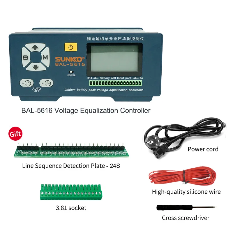 New SUNKKO 5616 Battery Balance Controller Lithium Battery Pack Capacity Repair 5A Current New Energy Vehicle Battery Balancer