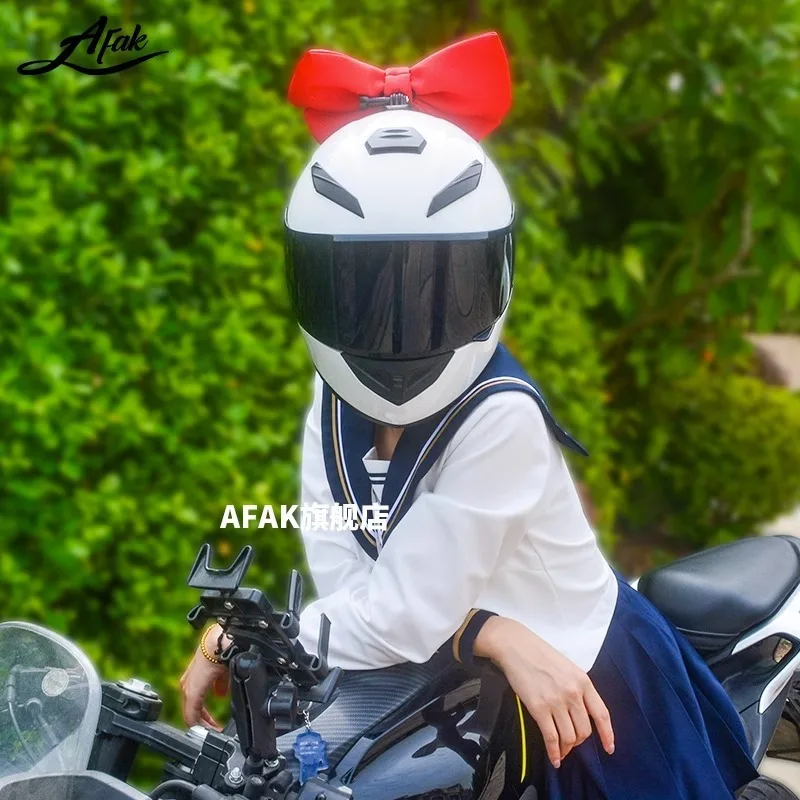 

Unisex Full Face Motorcycle & E-Bike Helmet with Bow Design - All-Season Comfort, Trendy Viral Style for Men and Women