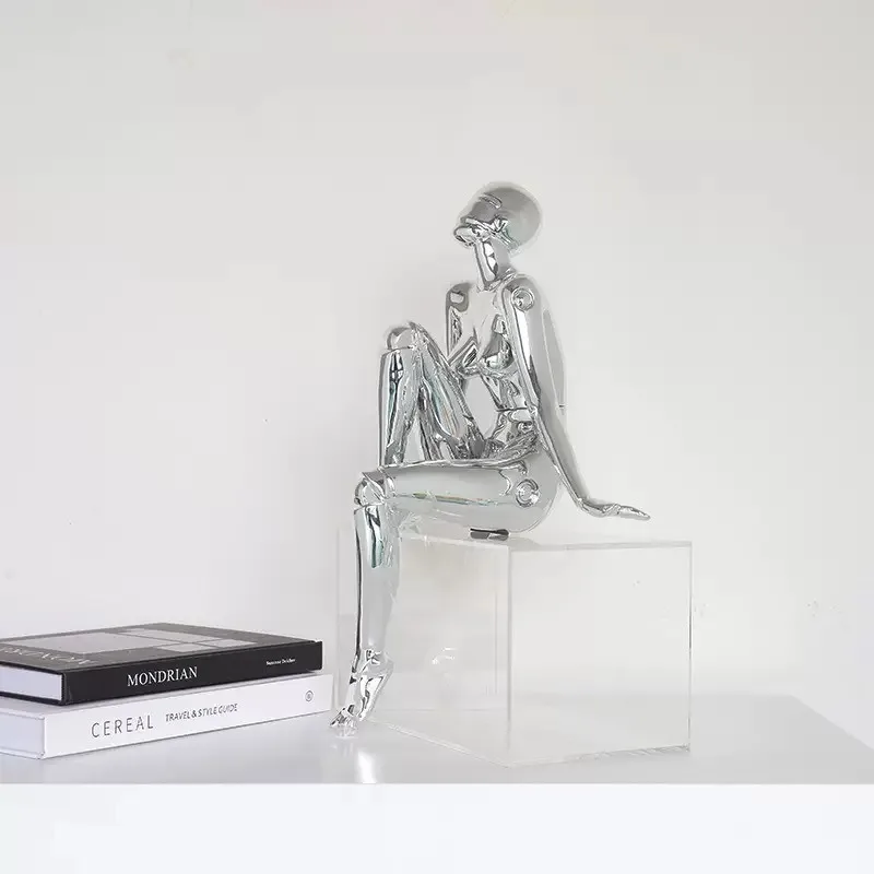 Mechanical Goddess Statue Luxury Home Art Decor Electroplated Character Sculpture Living Room Tabletop Ornament