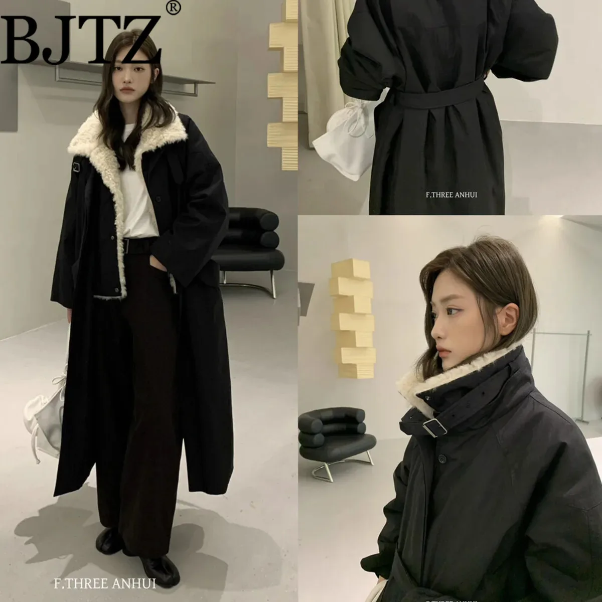 

BJTZ Women’s Faux Two-Piece Parka Thickened Winter Coat 2025 Premium Elegant Casual Outerwear Comfortable Simple Style