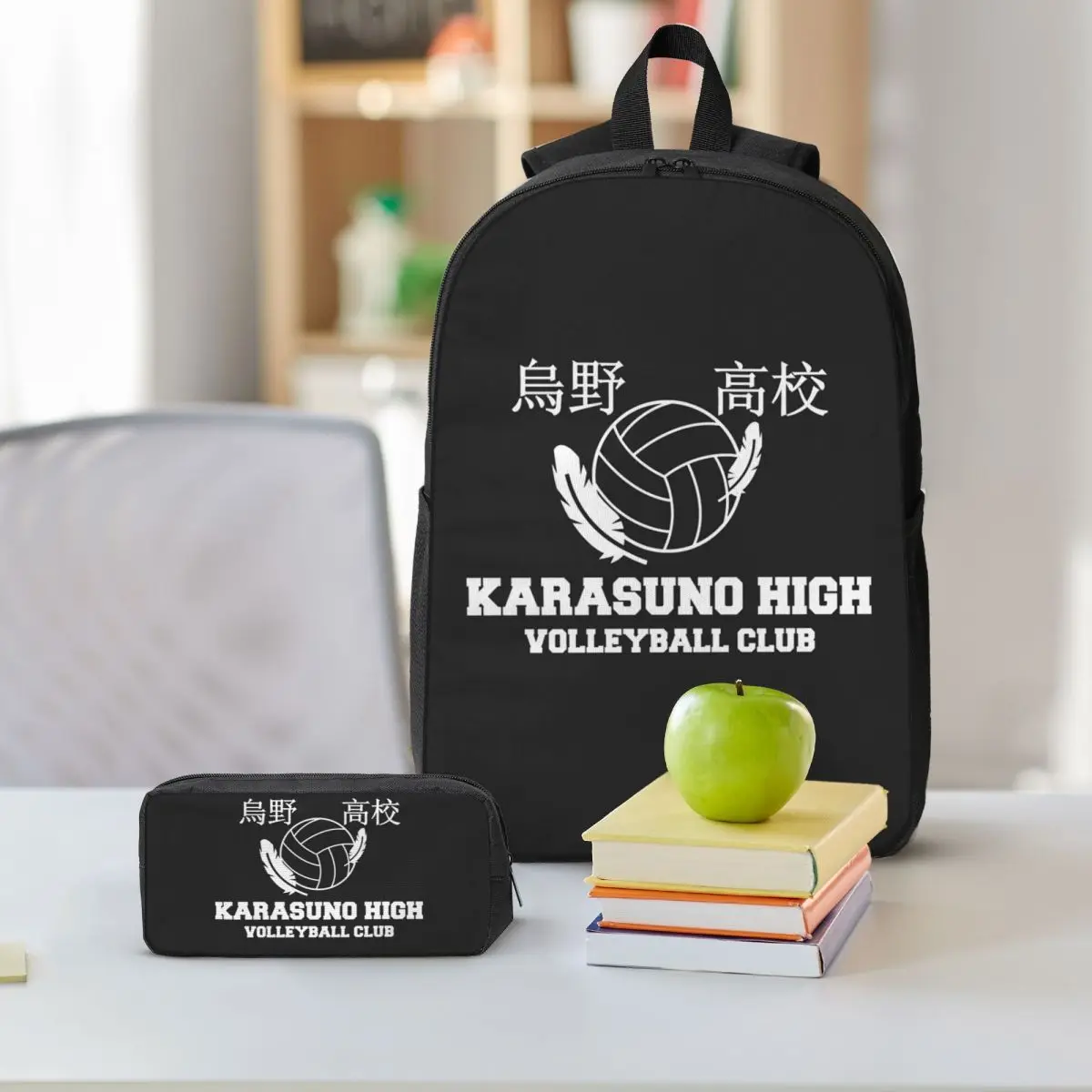 Haikyuu Karasuno Fly High Manga Anime Crows Backpack BookBag School Bag Shoulder Bags 3ps Insulated Lunch Bag Pencil Case