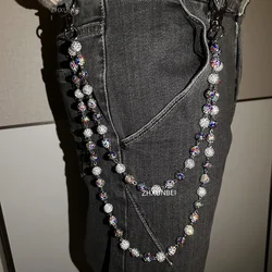 1pc Disco Ball Rhinestone Wallet Chain Hip Hop Fashion Jewelry Pendant Cluster Pants Jean Pocket Belt Chain for Men Gifts